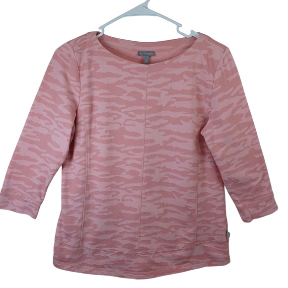 T by Talbots Tops - T by Talbots Pink Camo Jacquard French Terry Sweatshirt Petite Medium PM